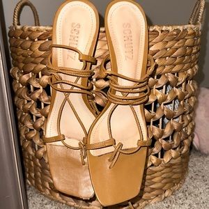 Schutz tan wraparound sandal